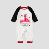 Christmas Matching Family Pajamas Christams In July Flamingo Santa Black and White Plaids Pajamas Sets