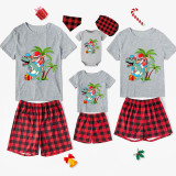 Christmas Matching Family Pajamas Summer Christams Santa Dinosaur Gray Short Pajamas Sets