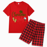 Christmas Matching Family Pajamas Christams In July Slogan Black Red Short Pajamas Sets