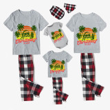 Christmas Matching Family Pajamas Christams In July Coconut Trees Gray Pajamas Sets