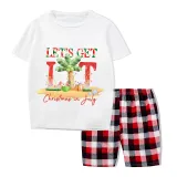 Christmas Matching Family Pajamas Let's Get Lit Christams In July Gray Short Pajamas Sets