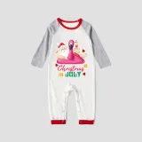 Christmas Matching Family Pajamas Christams In July Flamingo Santa Black and White Plaids Pajamas Sets