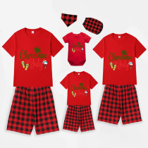Christmas Matching Family Pajamas Christams In July Slogan Black Red Short Pajamas Sets