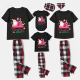 Christmas Matching Family Pajamas Christams In July Flamingo Santa Black Pajamas Sets