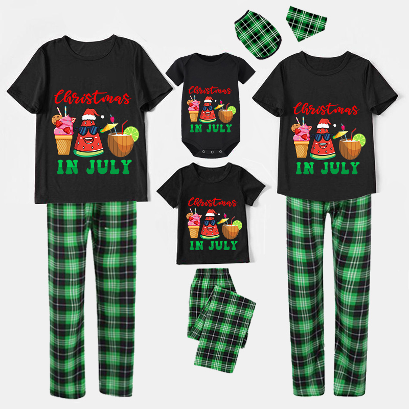 Christmas Matching Family Pajamas Christams In July Summer Black Pajamas Sets