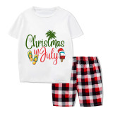 Christmas Matching Family Pajamas Christams In July Slogan Gray Short Pajamas Sets