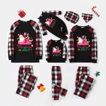 Christmas Matching Family Pajamas Christams In July Flamingo Santa Black Long Sleeves Pajamas Sets