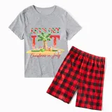 Christmas Matching Family Pajamas Let's Get Lit Christams In July Gray Short Pajamas Sets