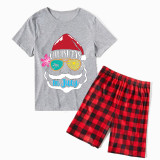 Christmas Matching Family Pajamas Christams In July Sunglass Santa Gray Short Pajamas Sets