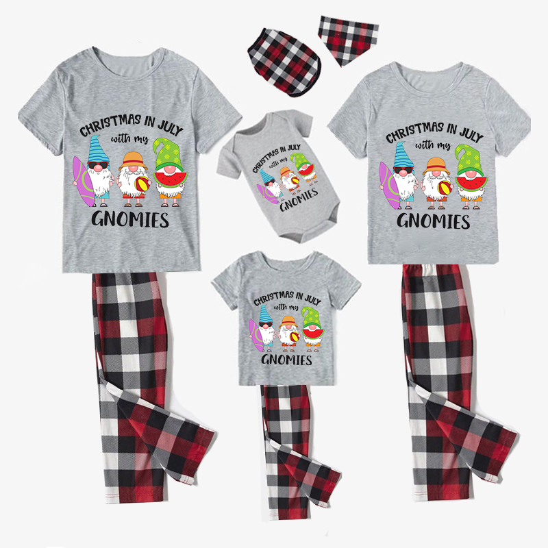 Christmas Matching Family Pajamas Christams In July with My Gnomies Gray Pajamas Sets