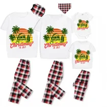 Christmas Matching Family Pajamas Christams In July Coconut Trees White Pajamas Sets