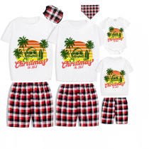 Christmas Matching Family Pajamas Christams In July Coconut Trees Gray Short Pajamas Sets