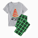 Christmas Matching Family Pajamas Christams In July Tree Gray Pajamas Sets