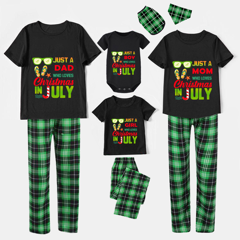 Christmas Matching Family Pajamas Just Who Loves Christams In July Black Pajamas Sets