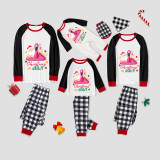 Christmas Matching Family Pajamas Christams In July Flamingo Santa Black and White Plaids Pajamas Sets