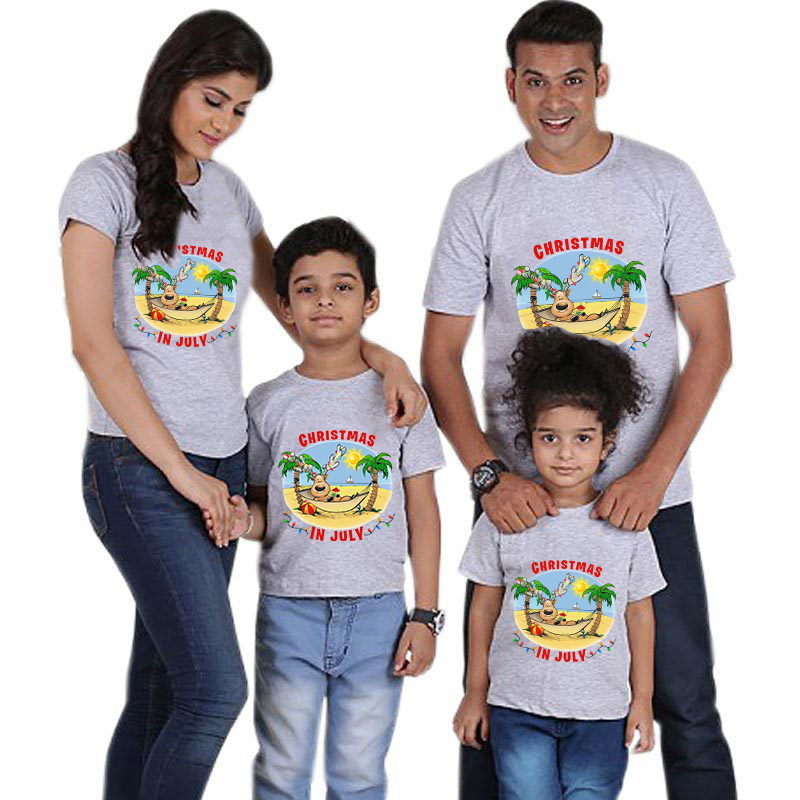 Family Matching Clothing Top Parent-kids Christmas Deer In July Family T-shirts