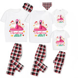 Christmas Matching Family Pajamas Christams In July Flamingo Santa White Pajamas Sets