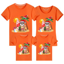 Family Matching Clothing Top Parent-kids Christmas In July Santa Surfing Family T-shirts