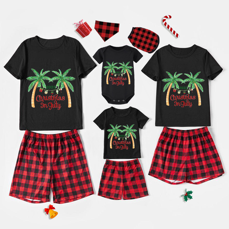 Christmas Matching Family Pajamas Christams In July 2023 Black Red Short Pajamas Sets