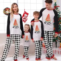 Christmas Matching Family Pajamas Christams In July Tree Black and White Plaids Pajamas Sets