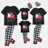 Christmas Matching Family Pajamas Christams In July Flamingo Santa Black Pajamas Sets