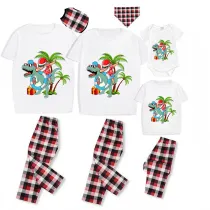 Christmas Matching Family Pajamas Summer Christams Santa Dinosaur White Pajamas Sets