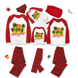 Christmas Matching Family Pajamas Christams In July Coconut Trees Black and White Plaids Pajamas Sets