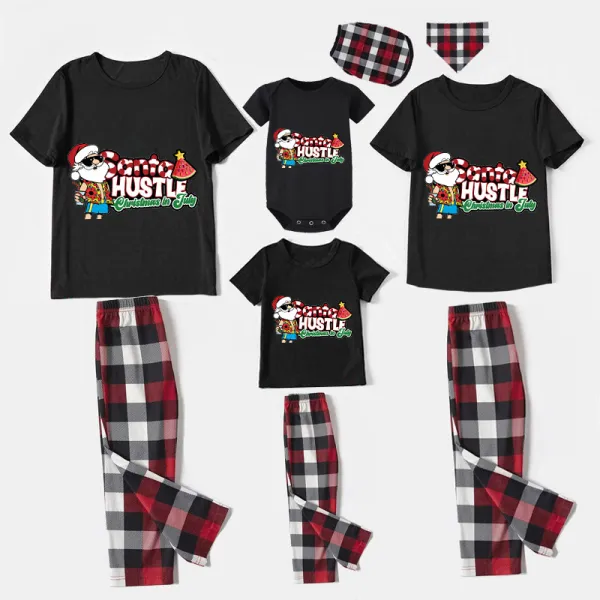Christmas Matching Family Pajamas Santa Hustle Christams In July Black Pajamas Sets