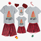 Christmas Matching Family Pajamas Christams In July Tree Gray Short Pajamas Sets