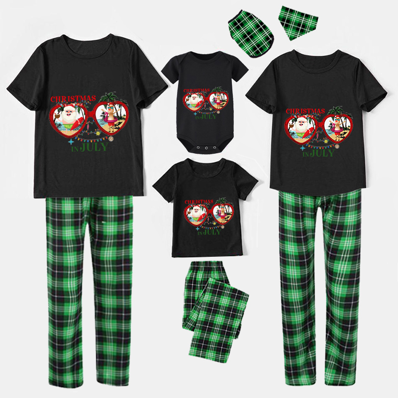 Christmas Matching Family Pajamas Christams In July Sunglass Black Pajamas Sets