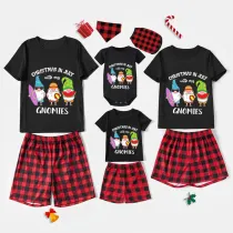 Christmas Matching Family Pajamas Christams In July with My Gnomies Black Red Short Pajamas Sets