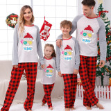 Christmas Matching Family Pajamas Christams In July Sunglass Santa Black and White Plaids Pajamas Sets