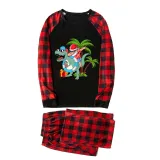 Christmas Matching Family Pajamas Summer Christams Santa Dinosaur Black Long Sleeves Pajamas Sets