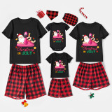 Christmas Matching Family Pajamas Christams In July Flamingo Santa Black Red Short Pajamas Sets