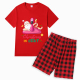 Christmas Matching Family Pajamas Christams In July Flamingo Santa Black Red Short Pajamas Sets