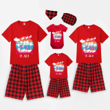 Christmas Matching Family Pajamas Christams In July Fly Santa Deer Black Red Short Pajamas Sets