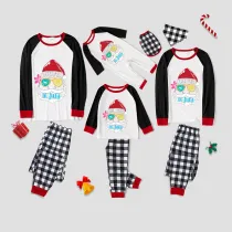 Christmas Matching Family Pajamas Christams In July Sunglass Santa Black and White Plaids Pajamas Sets