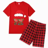 Christmas Matching Family Pajamas Christams In July Sunglass Santa Black Red Short Pajamas Sets