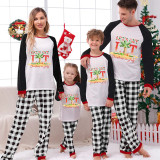 Christmas Matching Family Pajamas Let's Get Lit Christams In July Black and White Plaids Pajamas Sets