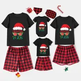 Christmas Matching Family Pajamas Christams In July Sunglass Santa Black Red Short Pajamas Sets