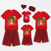 Christmas Matching Family Pajamas Christams In July Snowman Black Red Short Pajamas Sets