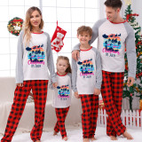 Christmas Matching Family Pajamas Christams In July Fly Santa Deer Black and White Plaids Pajamas Sets
