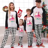 Christmas Matching Family Pajamas Christams In July Flamingo Santa Black and White Plaids Pajamas Sets