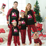 Christmas Matching Family Pajamas Christams In July Flamingo Santa Black Long Sleeves Pajamas Sets