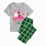 Christmas Matching Family Pajamas Christams In July Flamingo Santa Gray Pajamas Sets