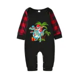 Christmas Matching Family Pajamas Summer Christams Santa Dinosaur Black Long Sleeves Pajamas Sets