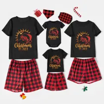 Christmas Matching Family Pajamas Christams In July Santa Black Red Short Pajamas Sets