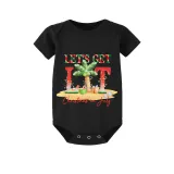 Christmas Matching Family Pajamas Let's Get Lit Christams In July Black Pajamas Sets