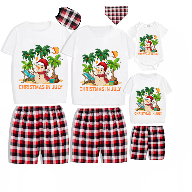 Christmas Matching Family Pajamas Christams In July Snowman Gray Short Pajamas Sets