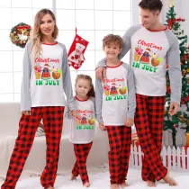 Christmas Matching Family Pajamas Christams In July Summer Black and White Plaids Pajamas Sets